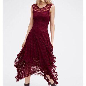 RARE - Free People French Courtship Lace Slip - Dark Red Wine